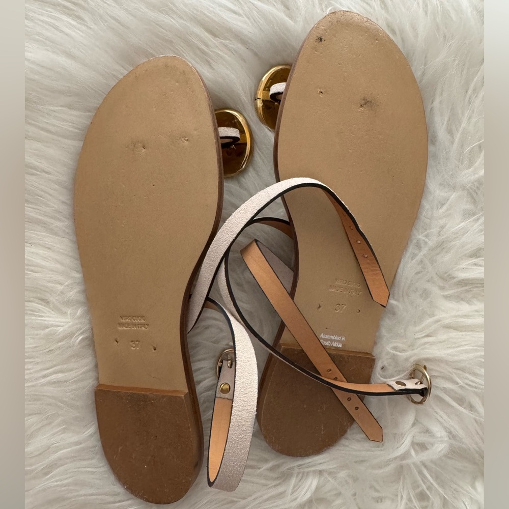Amanu Kigali Embellished Suede Sandals in Beige - Picture 5 of 6